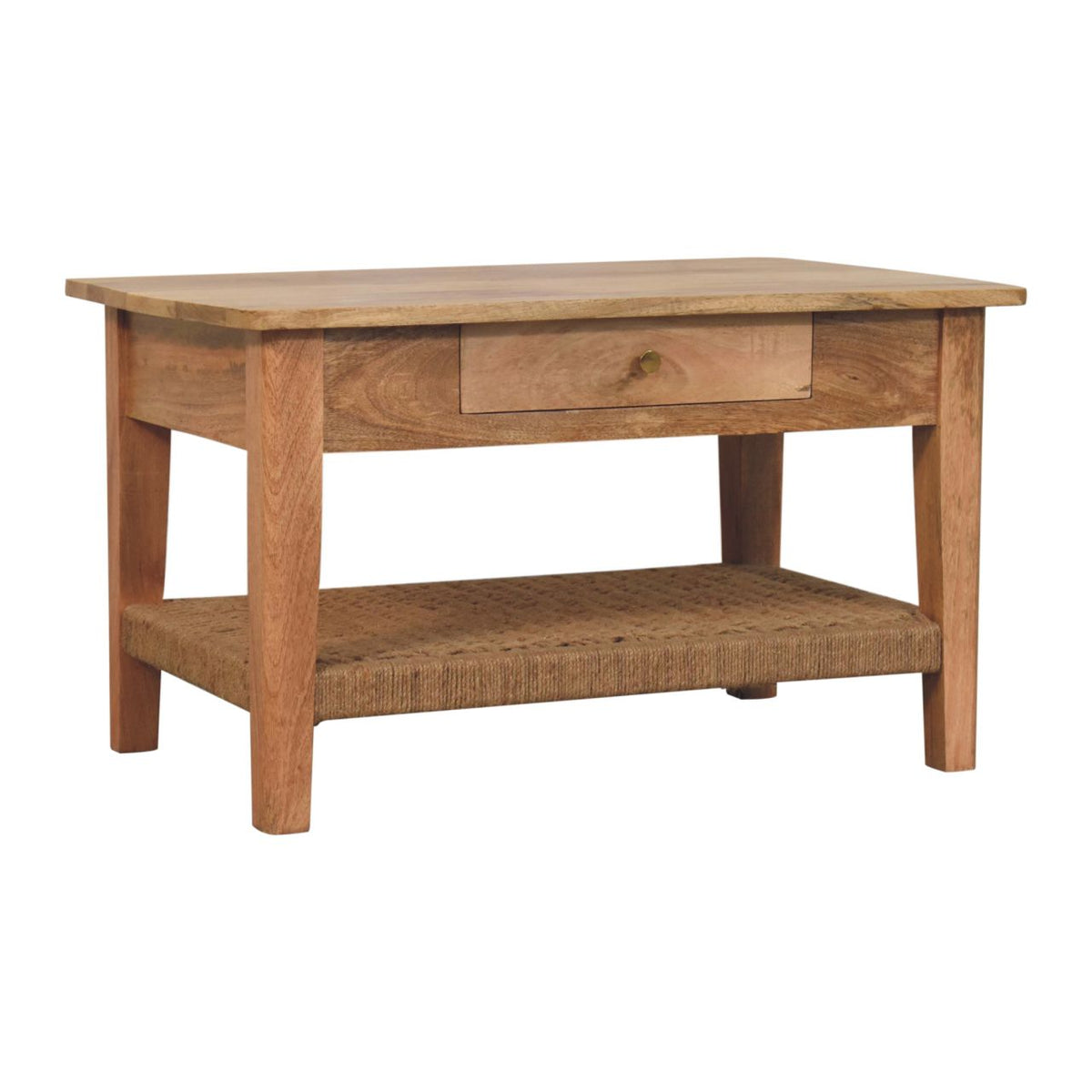 Rope 2-Drawer Solid Wood Coffee Table – Oak-Ish Finish