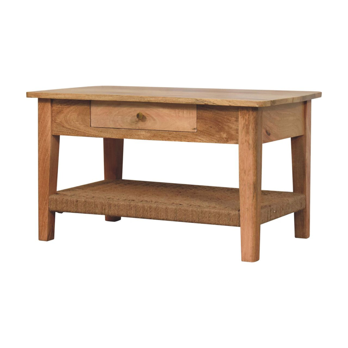 Rope 2-Drawer Solid Wood Coffee Table – Oak-Ish Finish