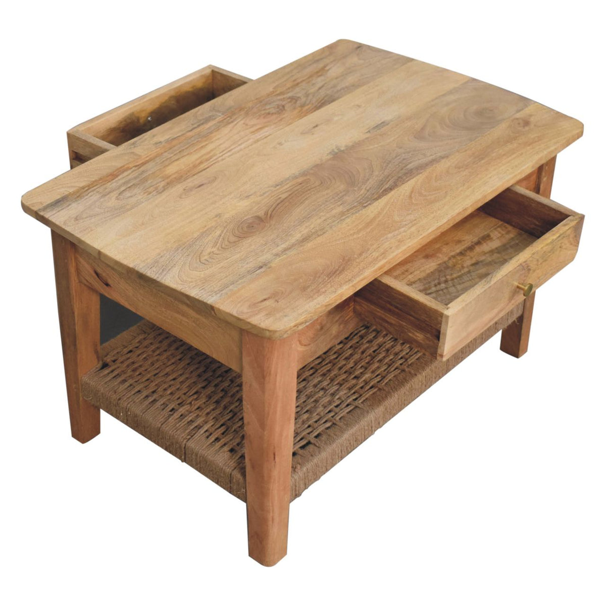 Rope 2-Drawer Solid Wood Coffee Table – Oak-Ish Finish