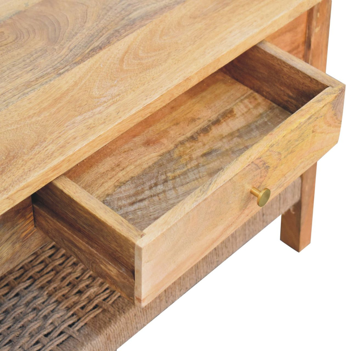 Rope 2-Drawer Solid Wood Coffee Table – Oak-Ish Finish