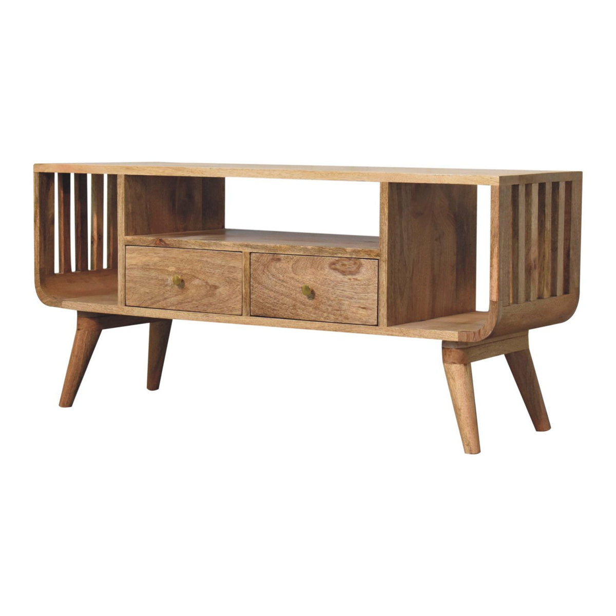 Soba Nordic Multi Solid Mango Wood Media Unit – Oak-Ish Finish