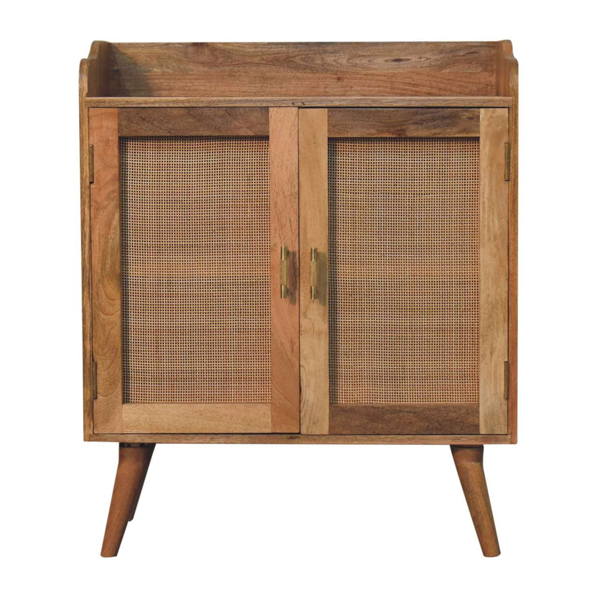 Larissa T-Bar Raised Solid Mango Wood Cabinet – Oak-Ish Finish