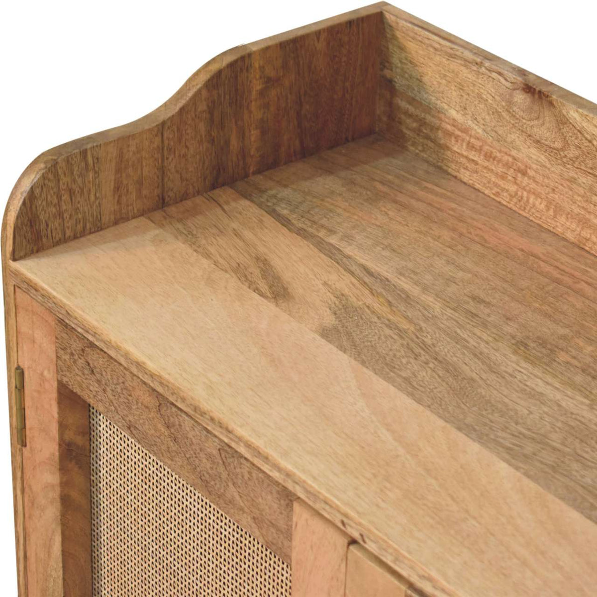 Larissa T-Bar Raised Solid Mango Wood Cabinet – Oak-Ish Finish