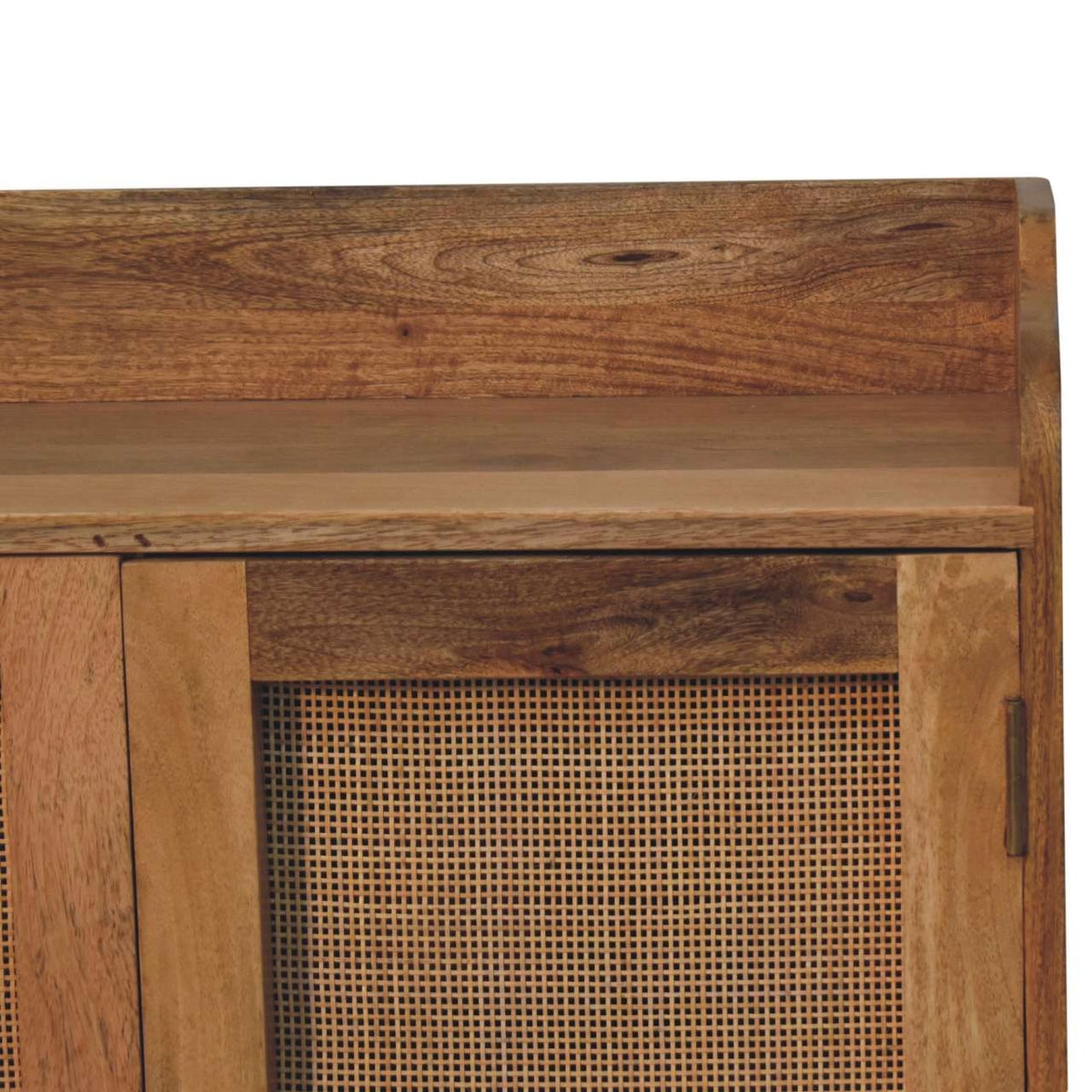 Larissa T-Bar Raised Solid Mango Wood Cabinet – Oak-Ish Finish