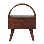 Dome Solid Mango Wood Bedside Table – Chestnut Finish