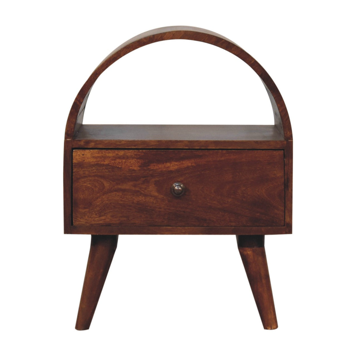 Dome Solid Mango Wood Bedside Table – Chestnut Finish