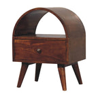 Dome Solid Mango Wood Bedside Table – Chestnut Finish