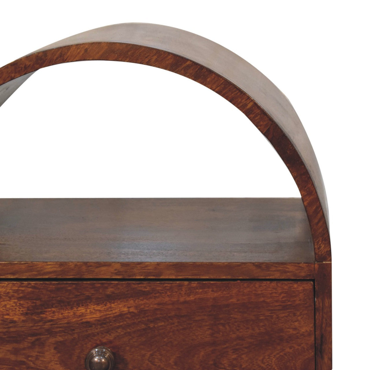 Dome Solid Mango Wood Bedside Table – Chestnut Finish