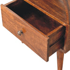 Dome Solid Mango Wood Bedside Table – Chestnut Finish