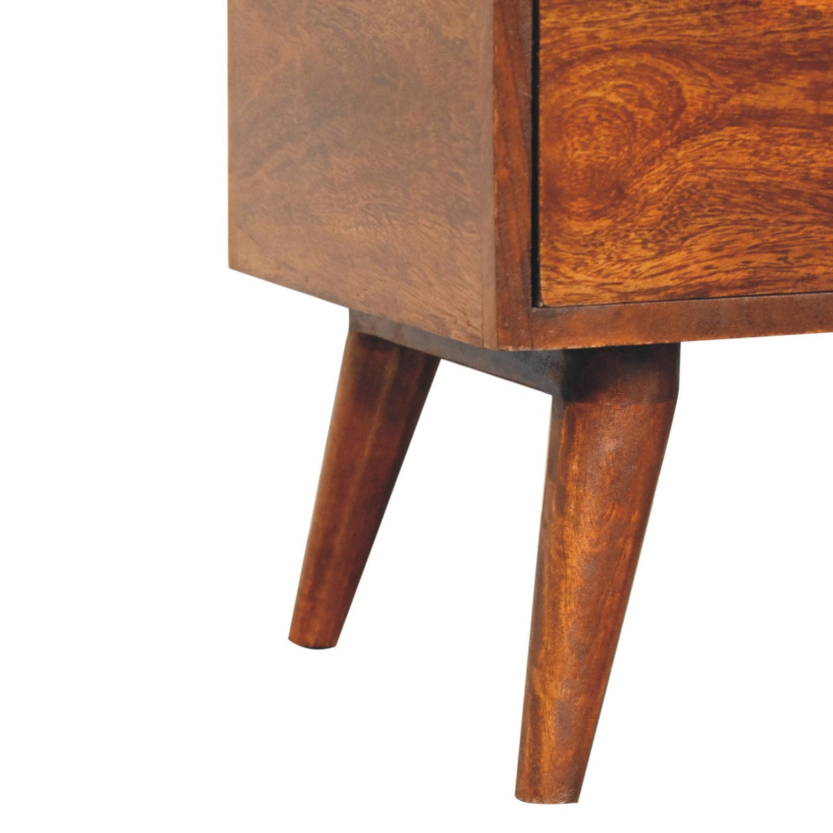 Dome Solid Mango Wood Bedside Table – Chestnut Finish