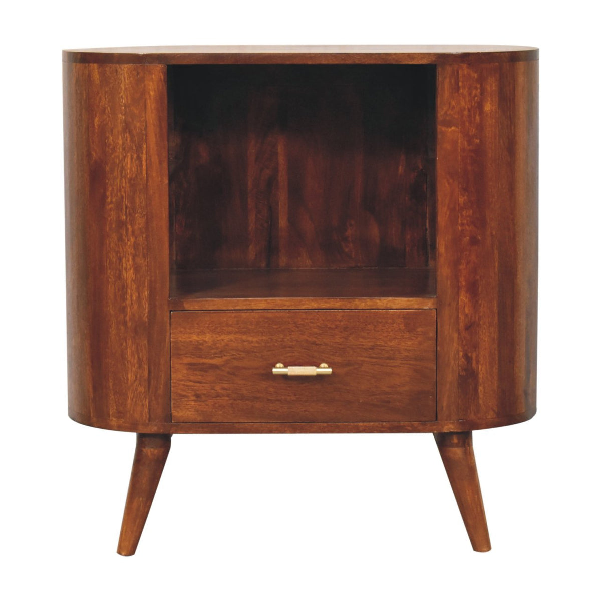 T-Bar Cortez Open Slot Solid Mango Wood Cabinet – Chestnut Finish