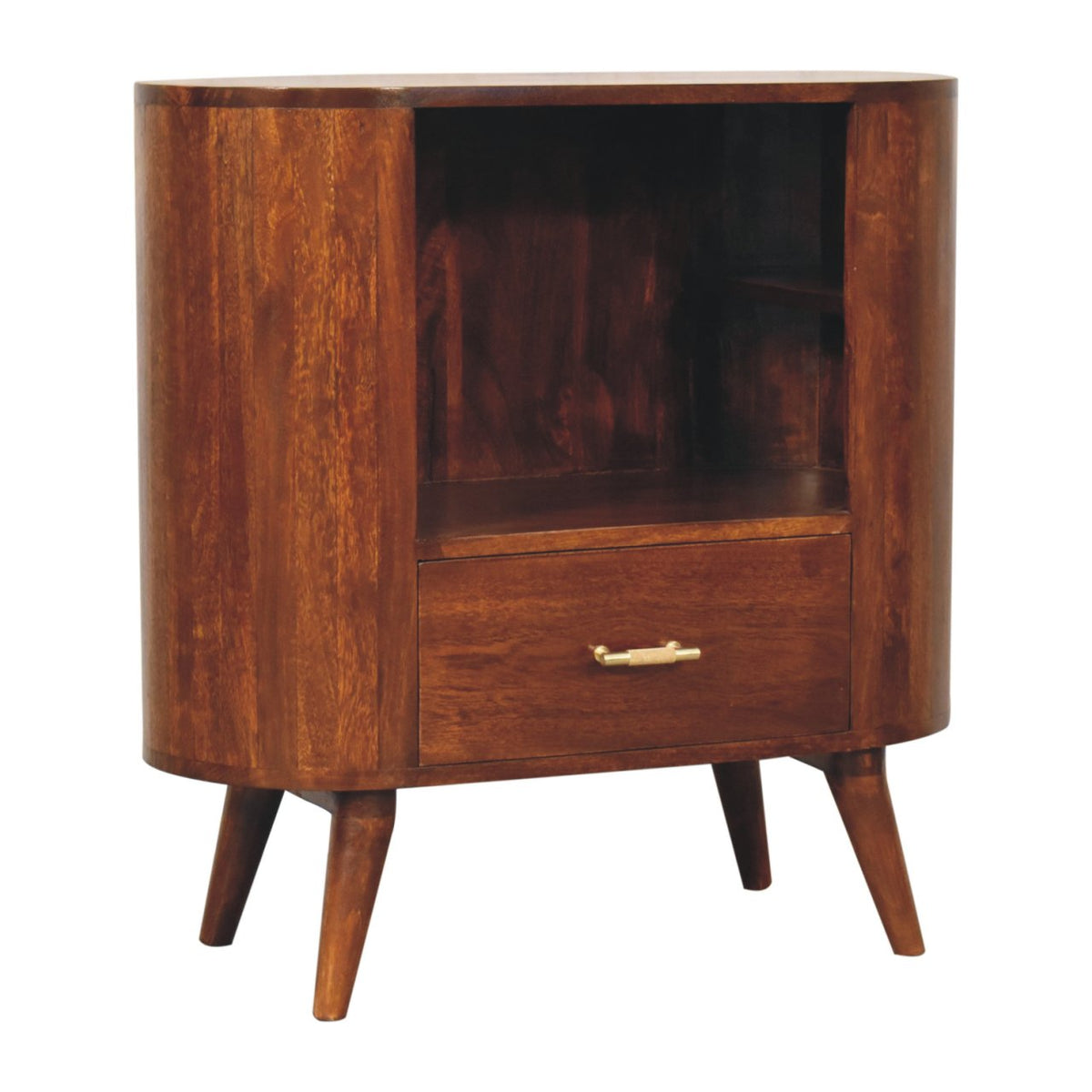 T-Bar Cortez Open Slot Solid Mango Wood Cabinet – Chestnut Finish