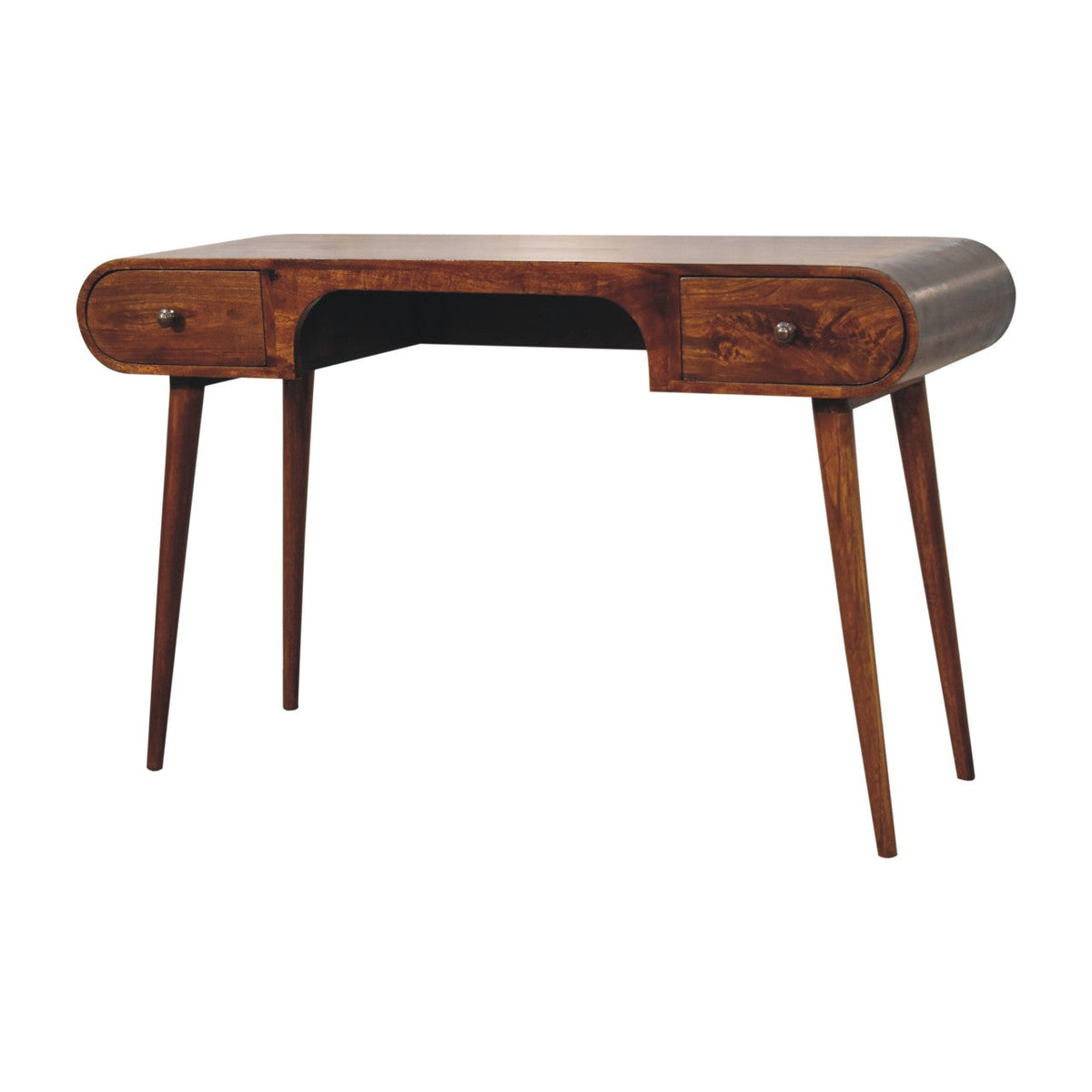 London Arch Solid Mango Wood Writing Desk – Chestnut Finish