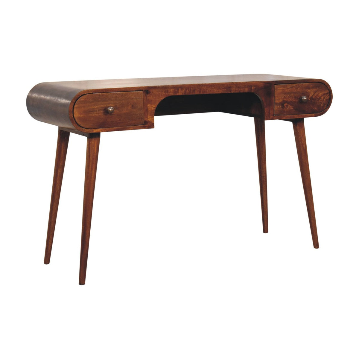 London Arch Solid Mango Wood Writing Desk – Chestnut Finish
