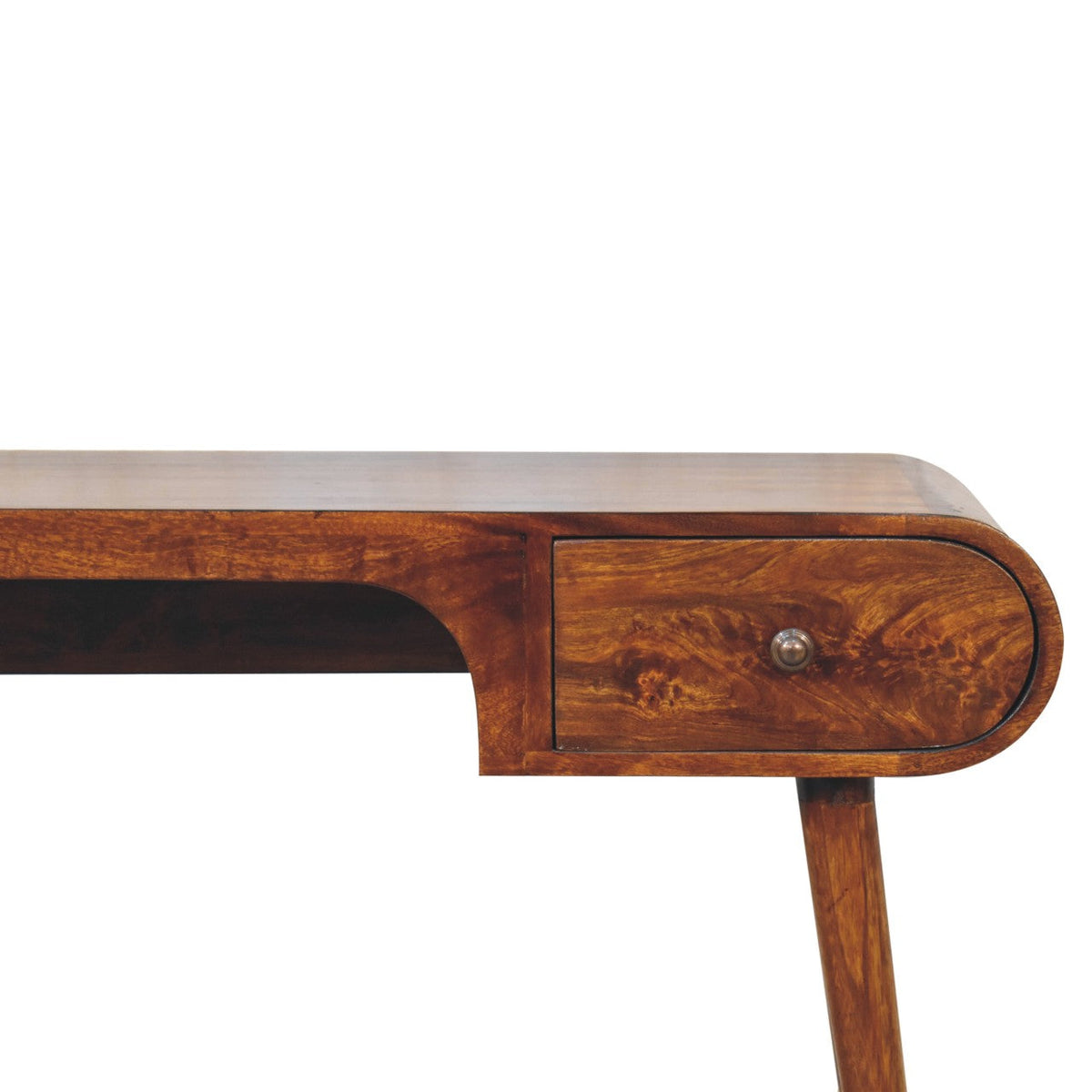London Arch Solid Mango Wood Writing Desk – Chestnut Finish