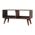 Curved Double Slot Solid Mango Wood Media Unit – Chestnut Finish