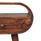 Circular Solid Mango Wood Bedside Table with Open Slot – Honey Caramel Finish