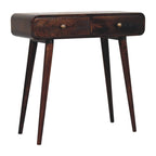 Solid Mango Wood Hallway Console Table – Curved 2-Drawer Design