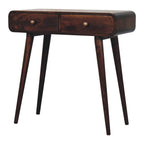 Solid Mango Wood Hallway Console Table – Curved 2-Drawer Design