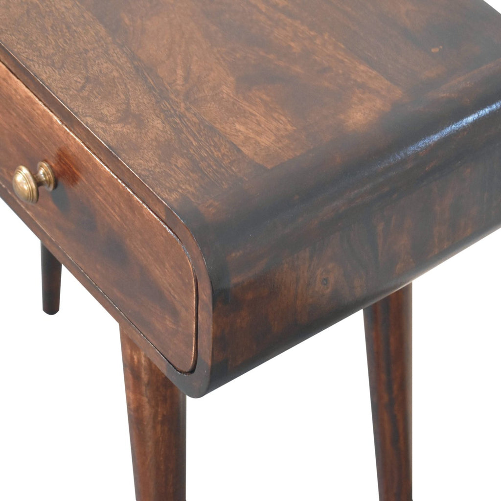Solid Mango Wood Hallway Console Table – Curved 2-Drawer Design