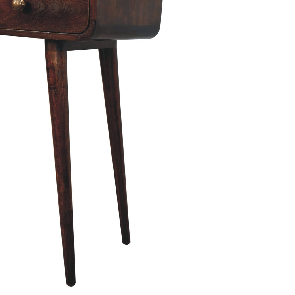 Solid Mango Wood Hallway Console Table – Curved 2-Drawer Design
