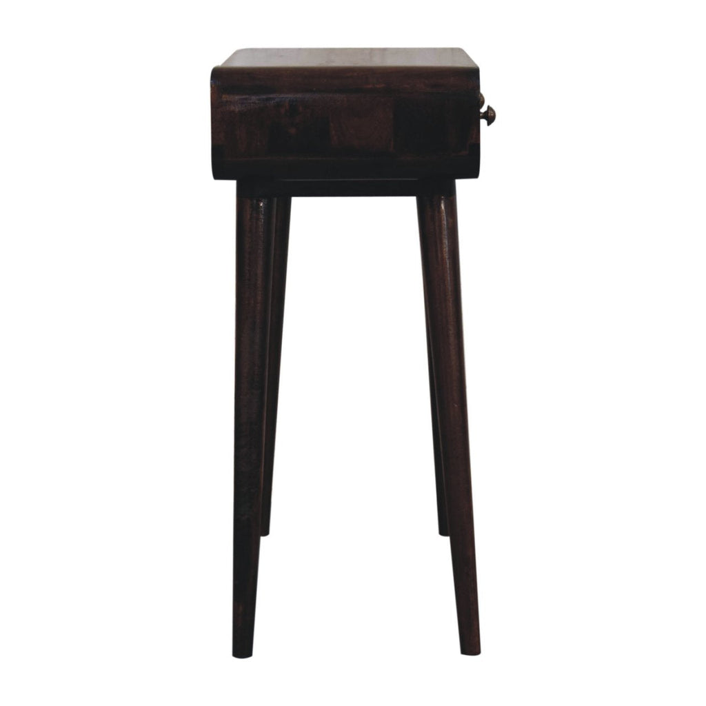 Solid Mango Wood Hallway Console Table – Curved 2-Drawer Design