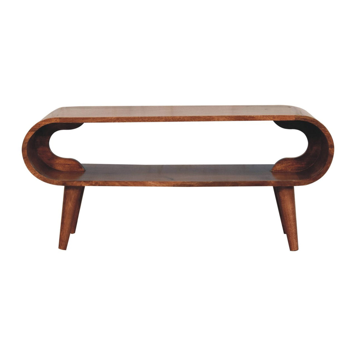 Amaya Nordic Style Solid Mango Wood Coffee Table – Honey Caramel Finish