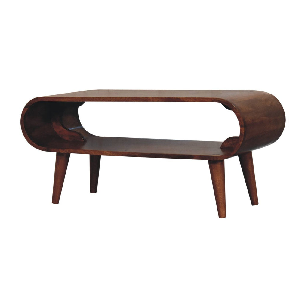 Amaya Nordic Style Solid Mango Wood Coffee Table – Honey Caramel Finish