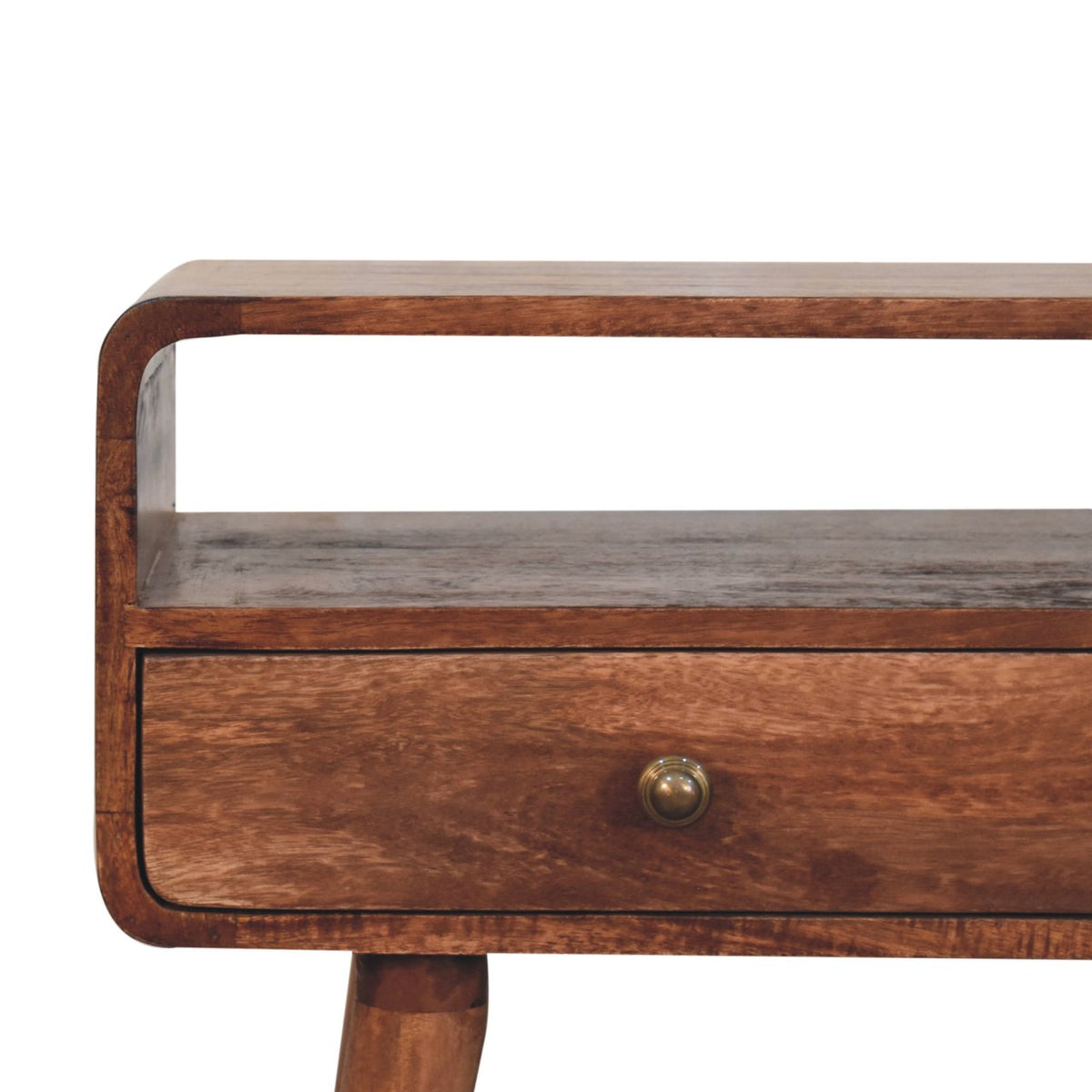 Curved Solid Mango Wood Console Table – Honey Caramel Finish