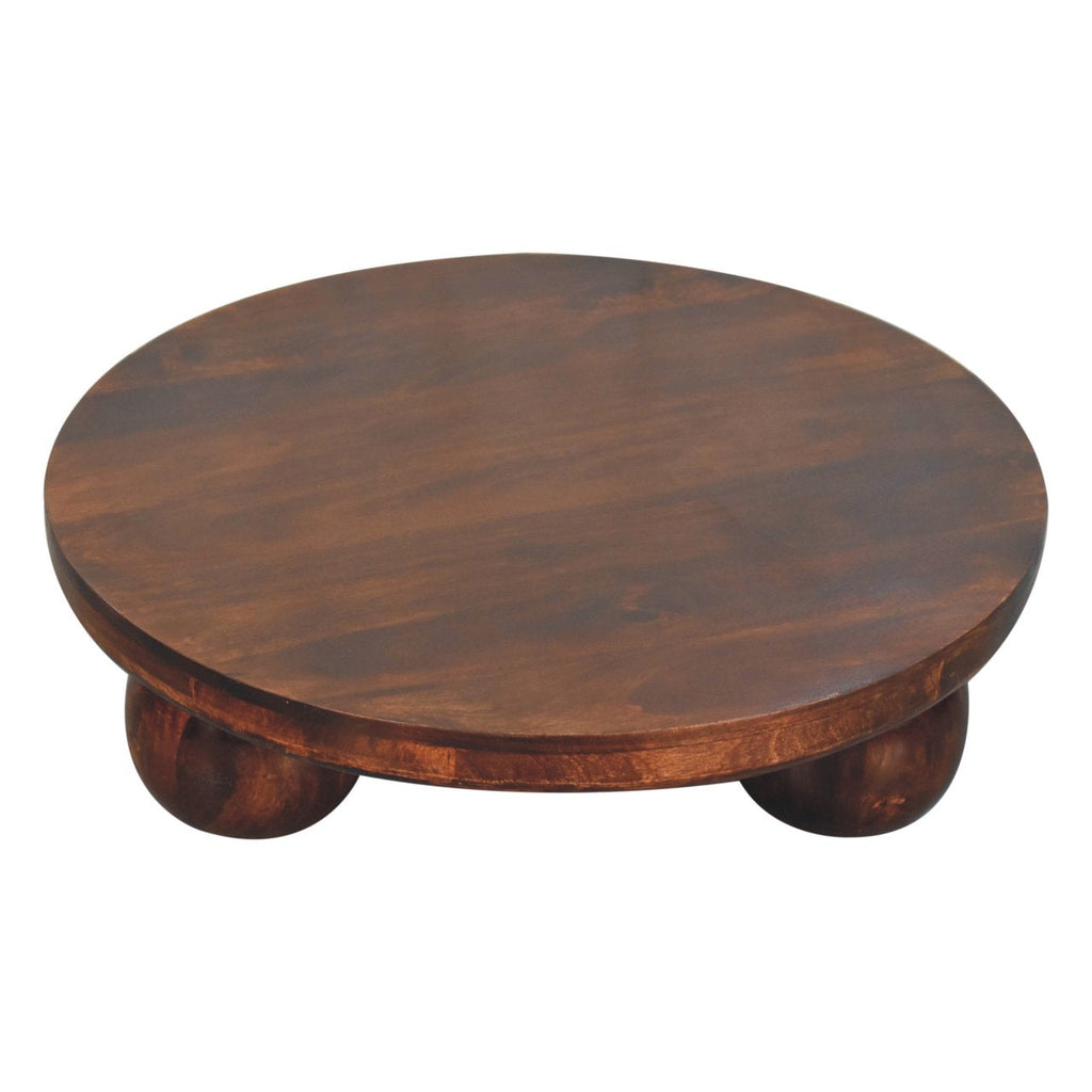 Solid Mango Wood Coffee Table – California Walnut Finish, Square Low Profile with Ball Feet
