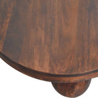 Solid Mango Wood Coffee Table – California Walnut Finish, Square Low Profile with Ball Feet