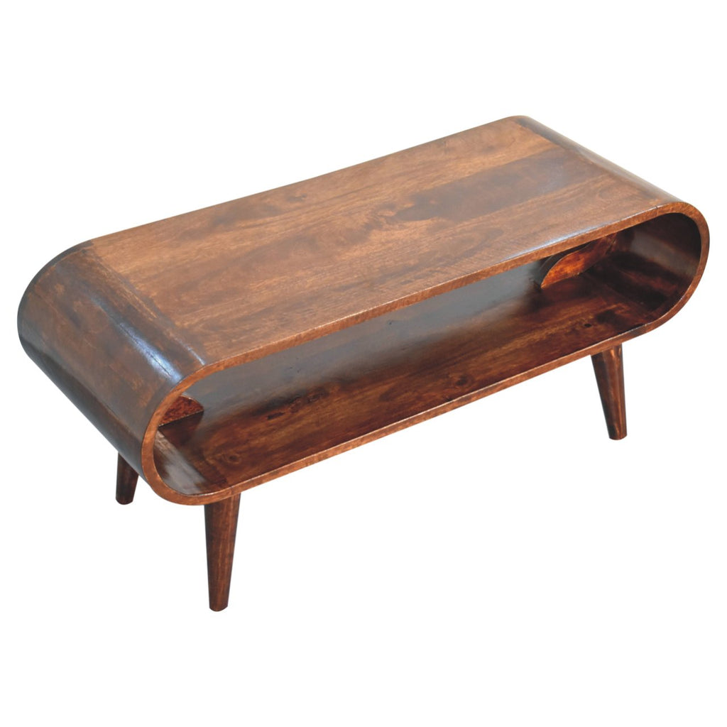 Amaya Open Solid Mango Wood Coffee Table – California Walnut Finish