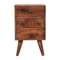 Nordic Style 4-Drawer Multi Solid Mango Wood Bedside Table – Honey Caramel Finish