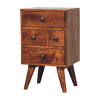 Nordic Style 4-Drawer Multi Solid Mango Wood Bedside Table – Honey Caramel Finish