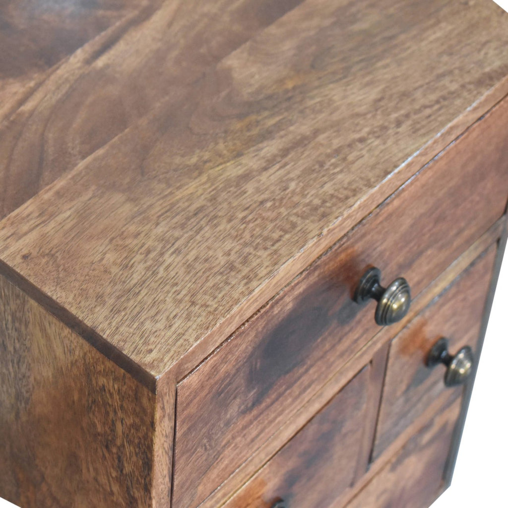 Nordic Style 4-Drawer Multi Solid Mango Wood Bedside Table – Honey Caramel Finish