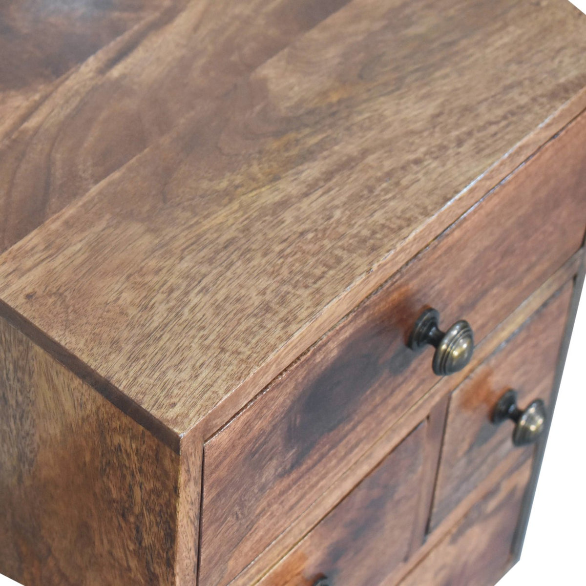 Nordic Style 4-Drawer Multi Solid Mango Wood Bedside Table – Honey Caramel Finish