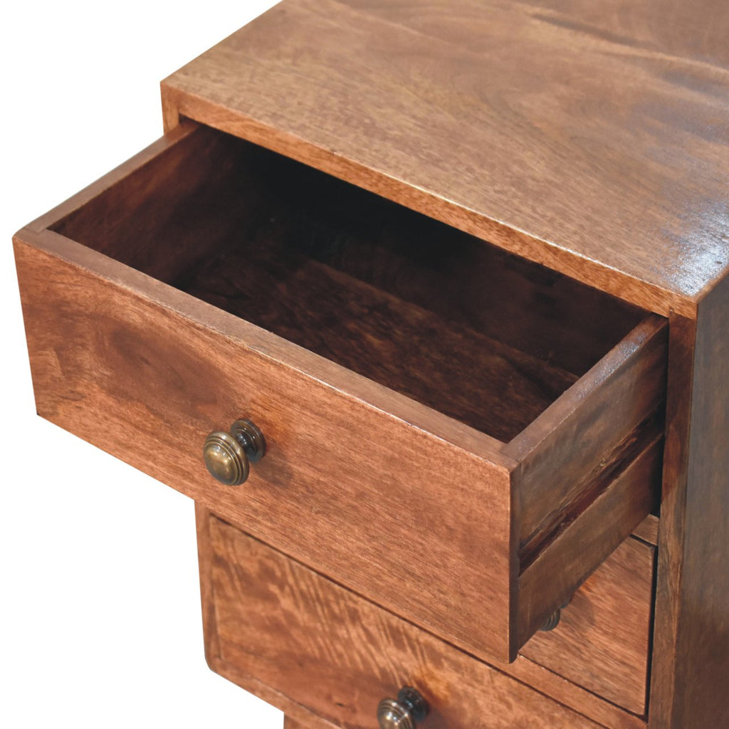 Nordic Style 4-Drawer Multi Solid Mango Wood Bedside Table – Honey Caramel Finish