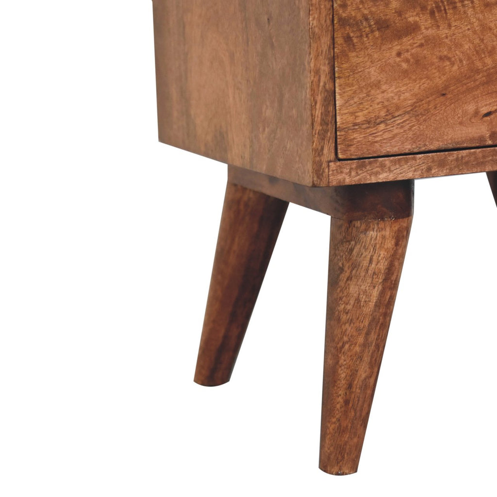 Nordic Style 4-Drawer Multi Solid Mango Wood Bedside Table – Honey Caramel Finish