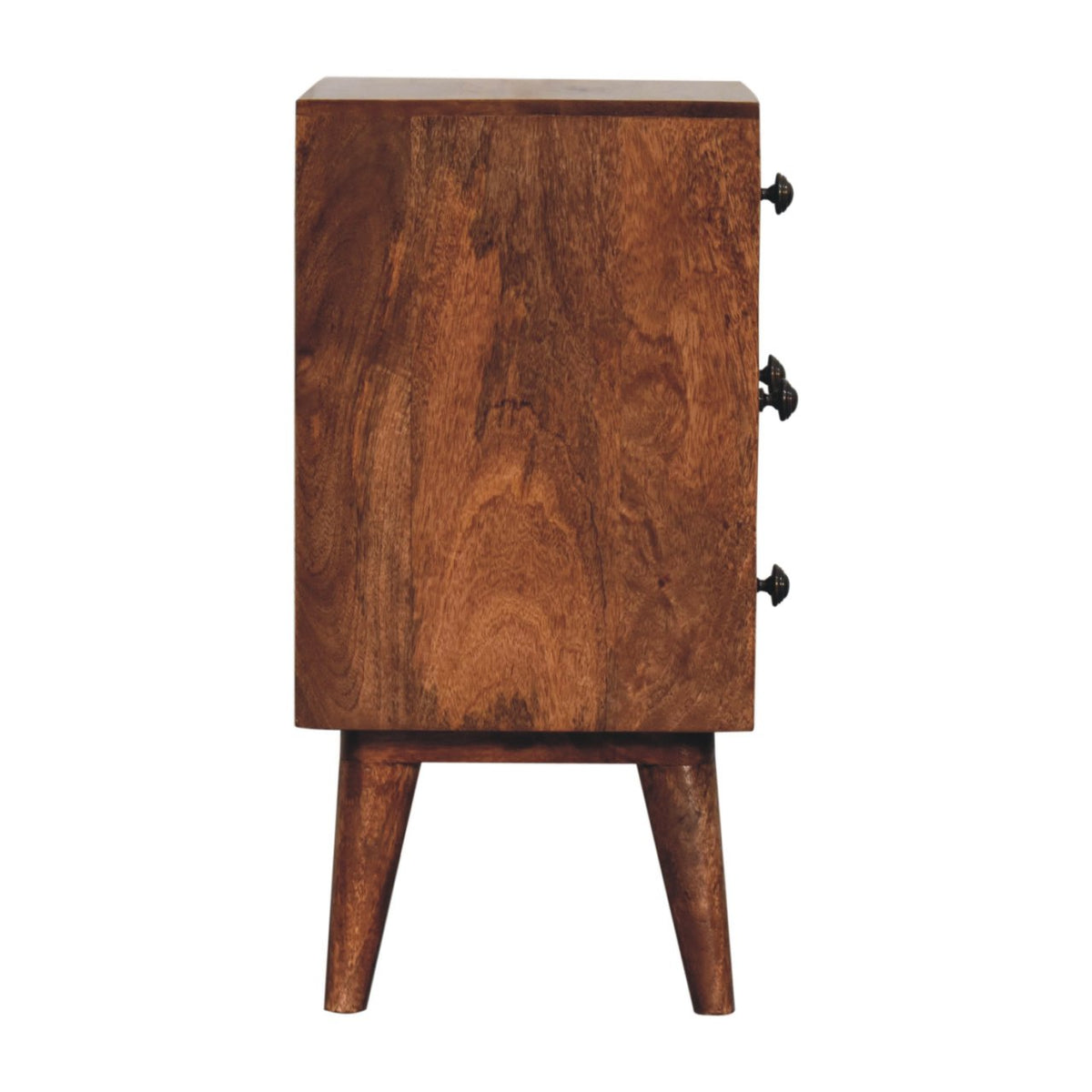 Nordic Style 4-Drawer Multi Solid Mango Wood Bedside Table – Honey Caramel Finish