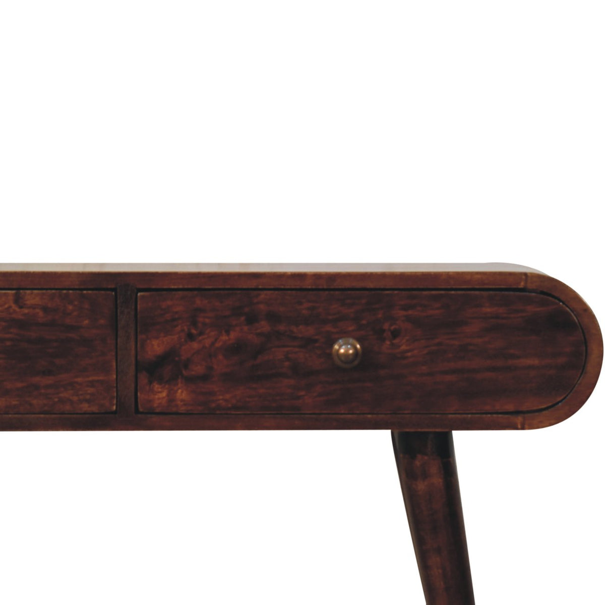 Curved Edge Solid Mango Wood Console Table – California Walnut Finish