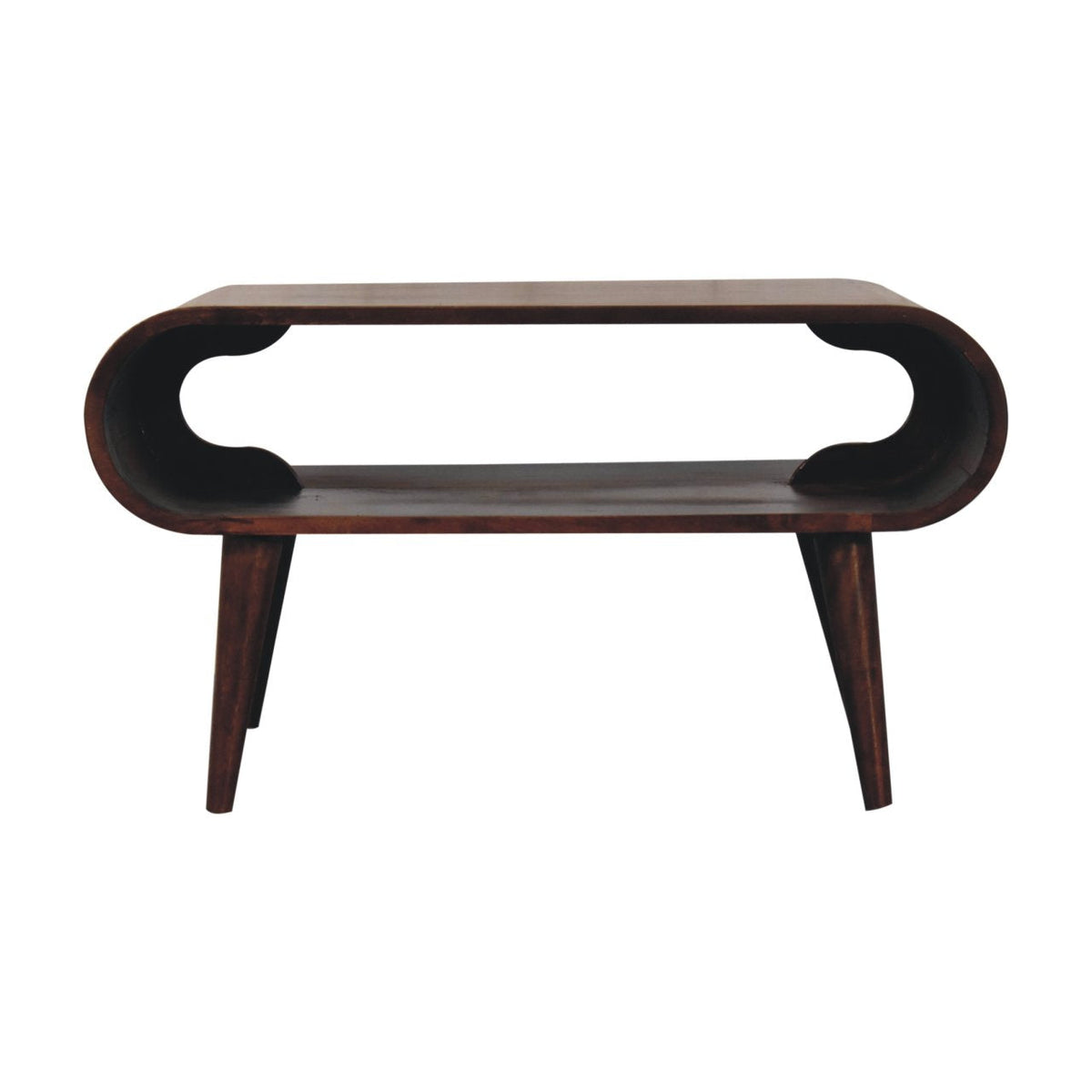 Open Solid Mango Wood Coffee Table – California Walnut Finish