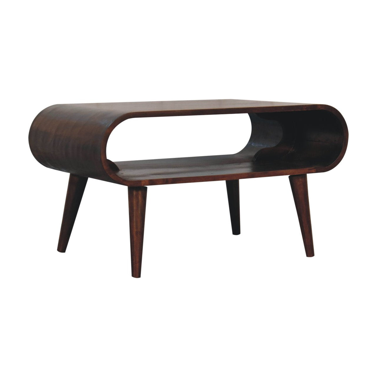 Open Solid Mango Wood Coffee Table – California Walnut Finish