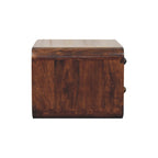 Solid Mango Wood Floating Nightstand – California Walnut Finish, Curved 2-Drawer Design