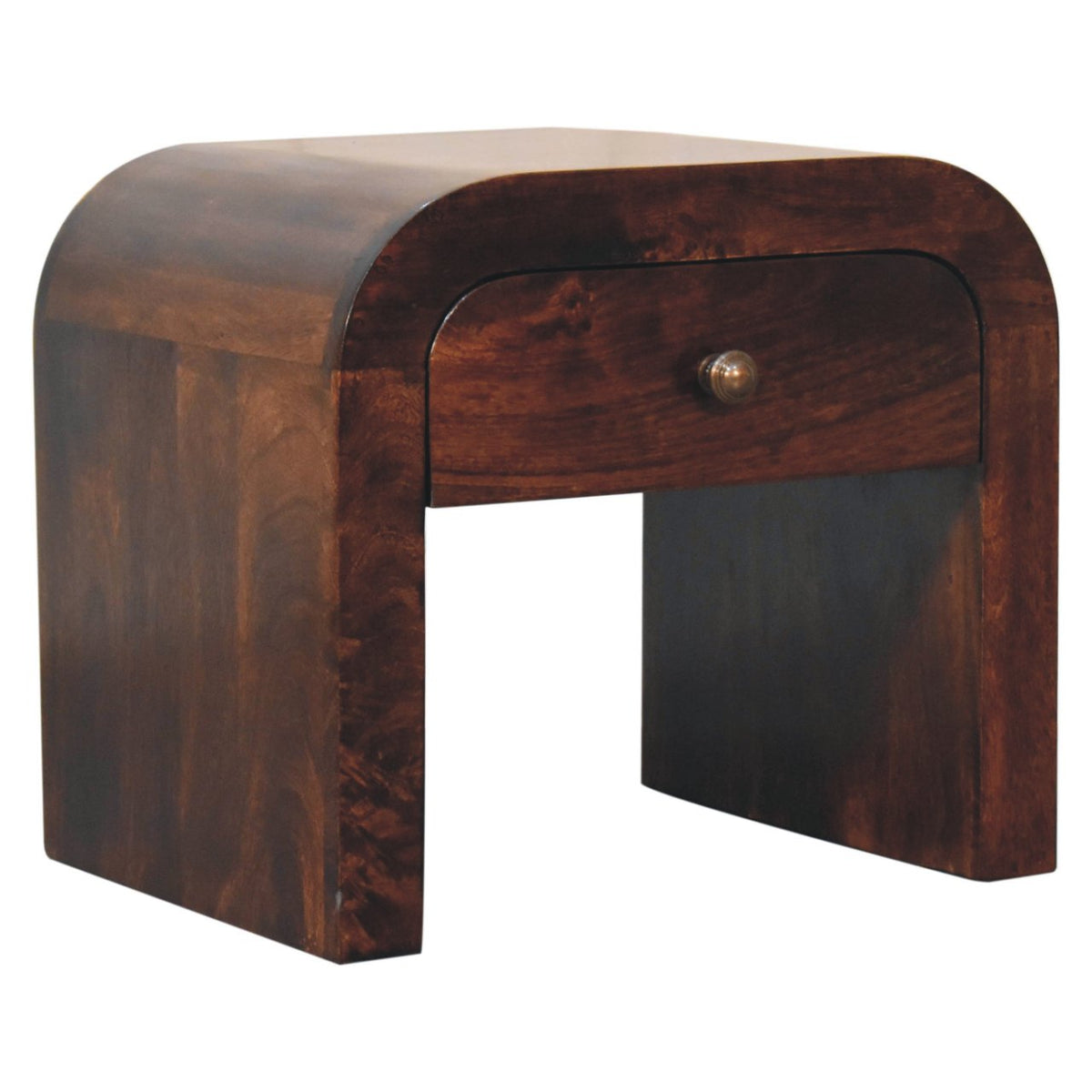 Solid Mango Wood Disc Nightstand – California Walnut Finish