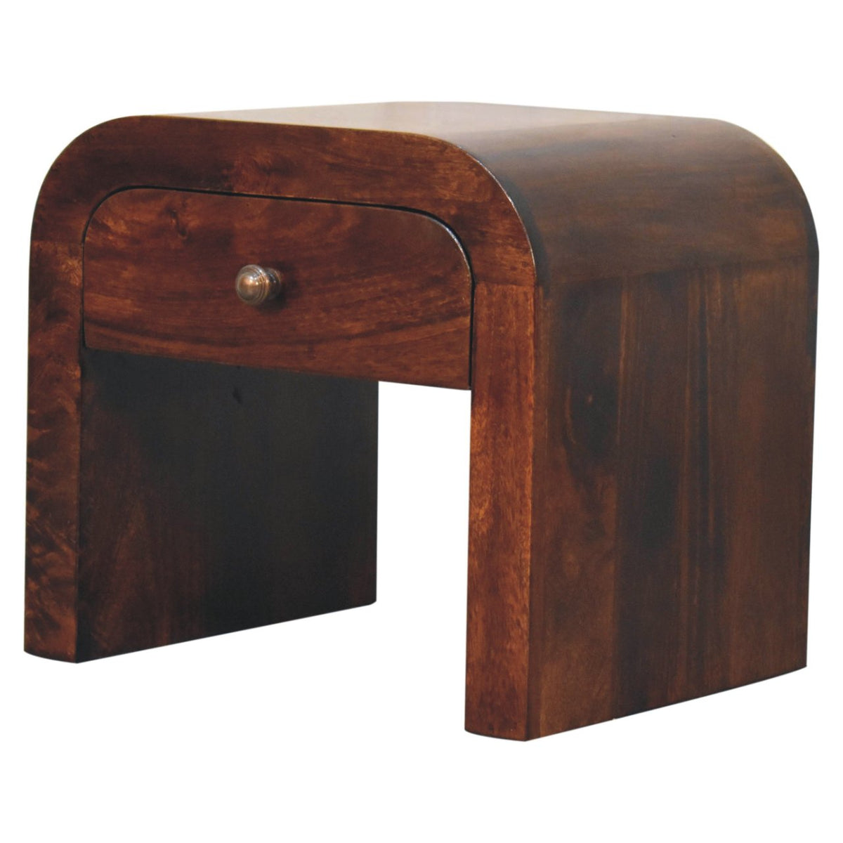 Solid Mango Wood Disc Nightstand – California Walnut Finish
