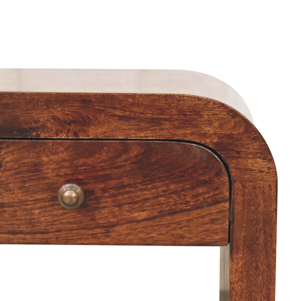 Solid Mango Wood Disc Nightstand – California Walnut Finish