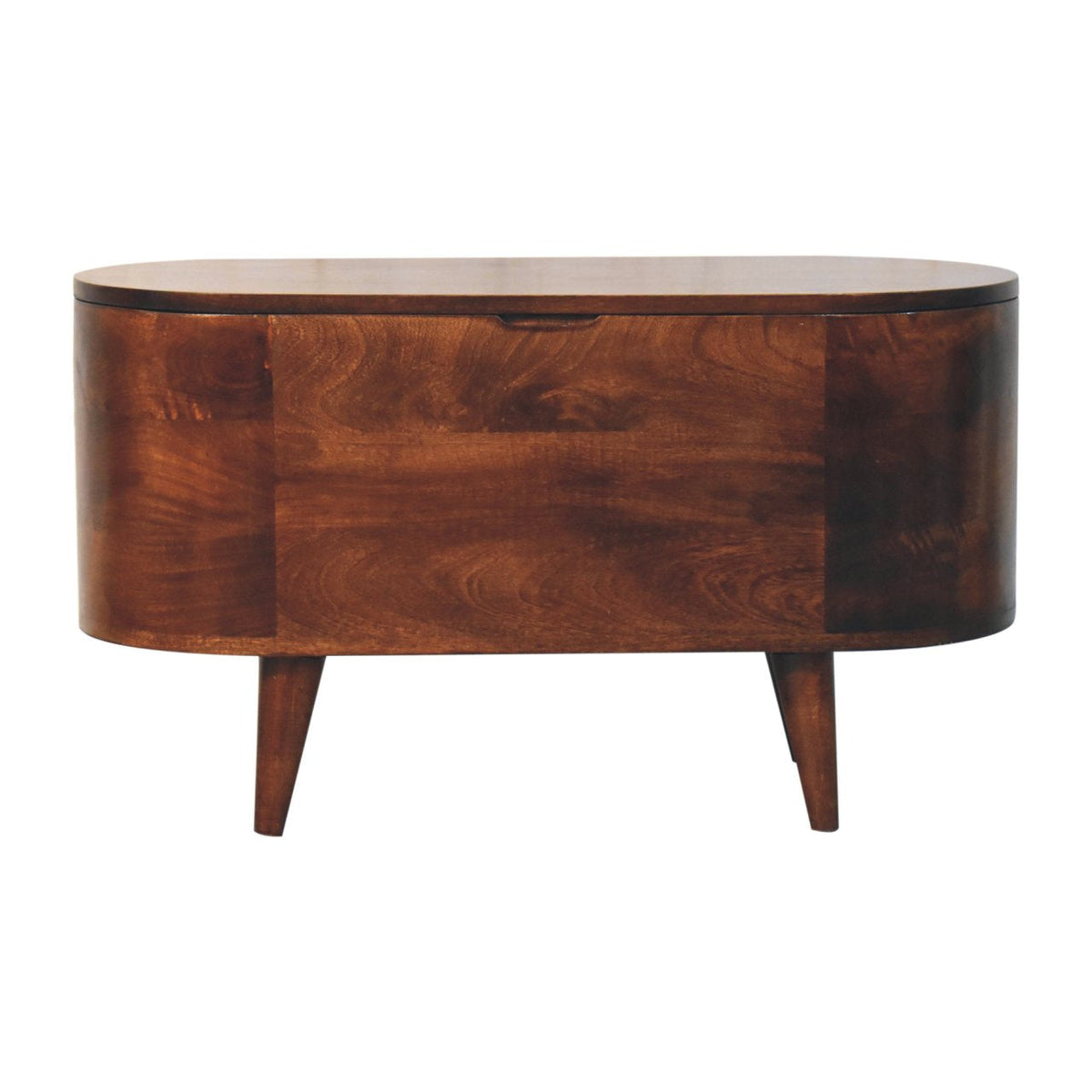 Rounded Solid Mango Wood Blanket Chest – California Walnut Finish