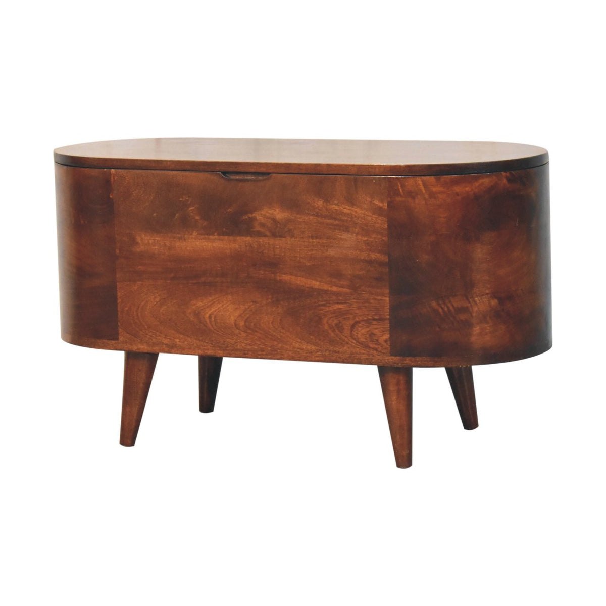 Rounded Solid Mango Wood Blanket Chest – California Walnut Finish