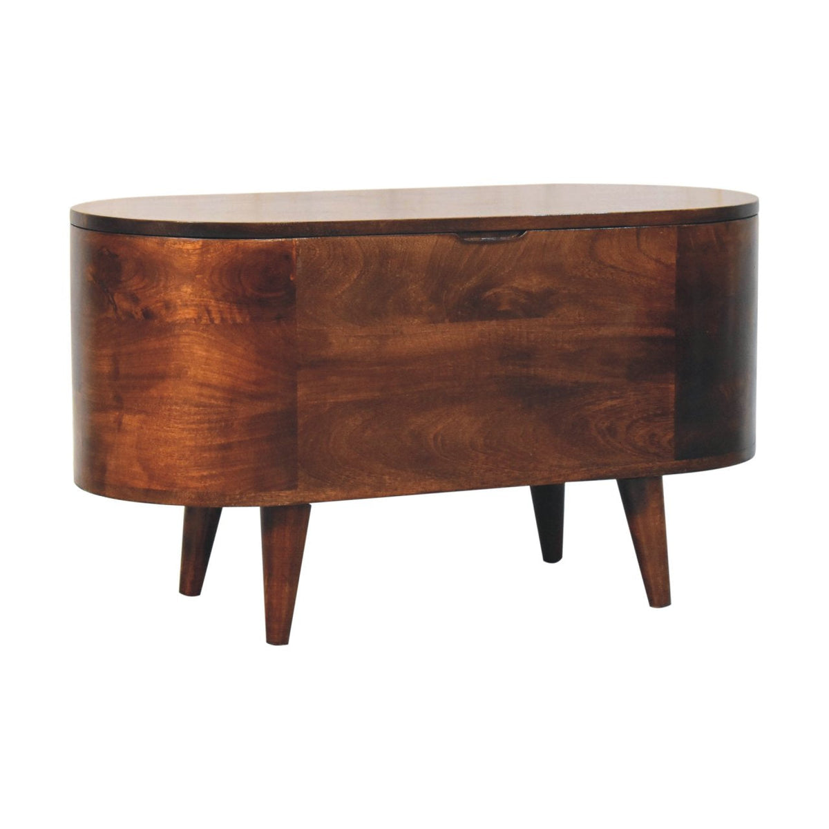 Rounded Solid Mango Wood Blanket Chest – California Walnut Finish