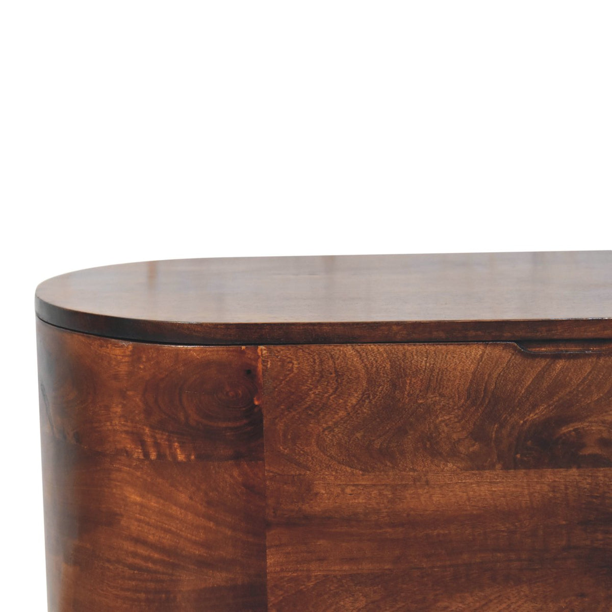 Rounded Solid Mango Wood Blanket Chest – California Walnut Finish